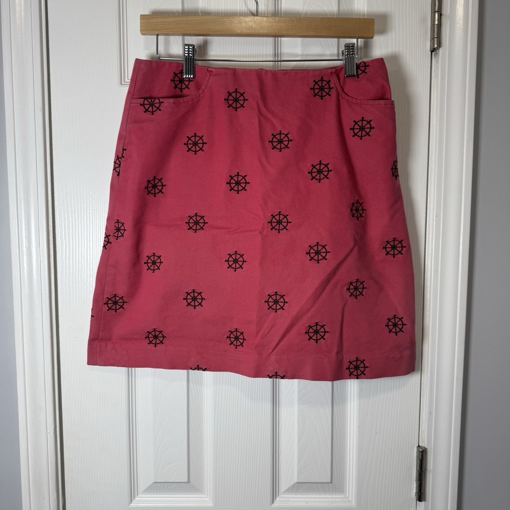 Vintage Lilly Pulitzer coral ships‎ wheel skirt size 8 Summer Spring